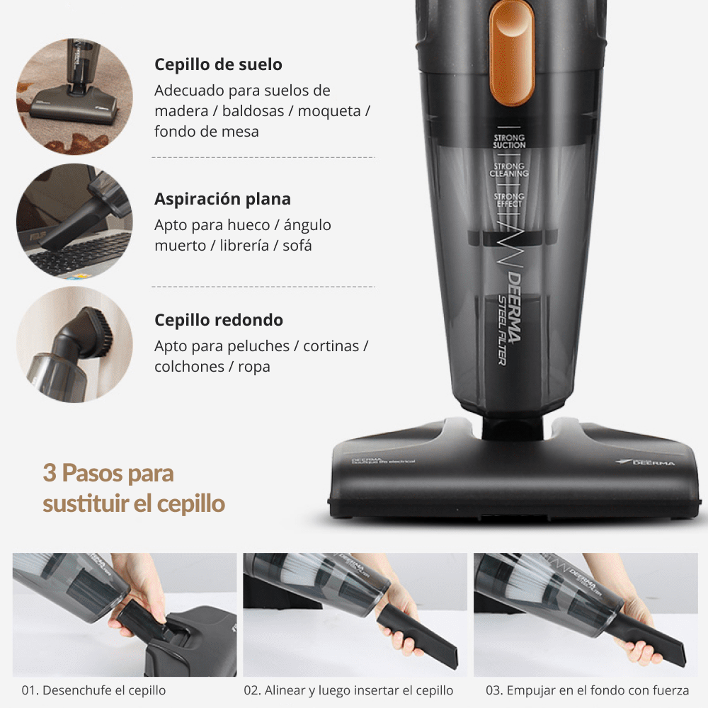 Aspiradora 2 en 1 DX115C | Negro | Caja de Producto Ligeramente Dañada