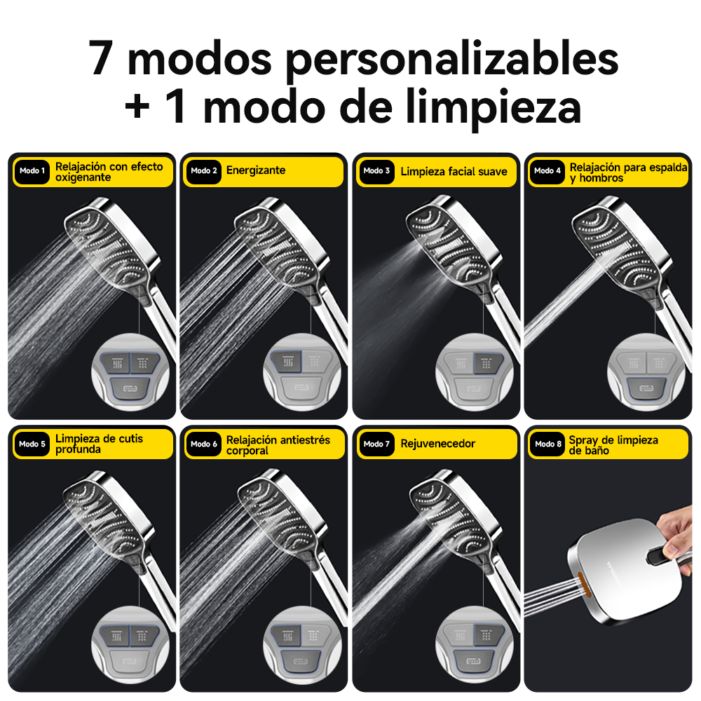 Cabezal de ducha Alta Presión 2 en 1 DEERMA HS01 Plata