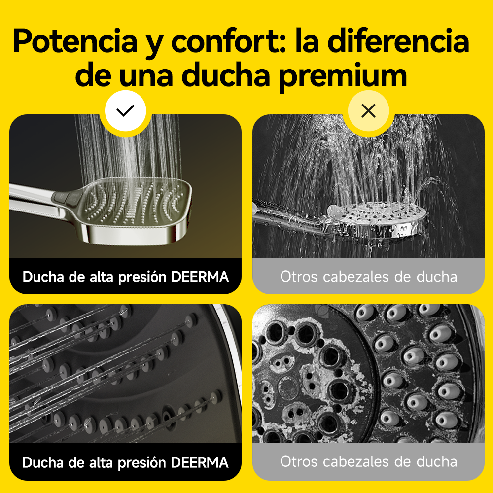 Cabezal de ducha Alta Presión 2 en 1 DEERMA HS01 Plata