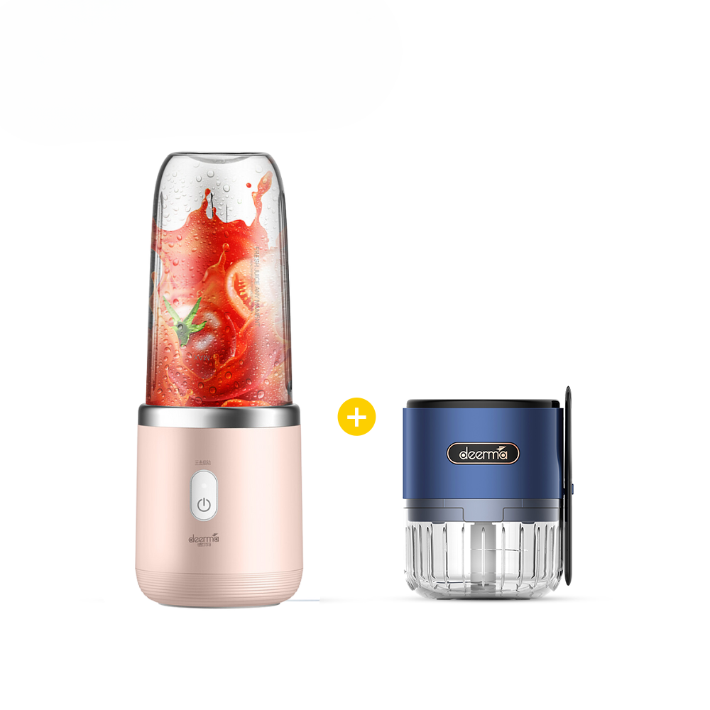 Licuadora Portátil Inalámbrica Deerma DEM-NU05 + Picadora Portátil de Acero Inoxidable Deerma DEM-JS100