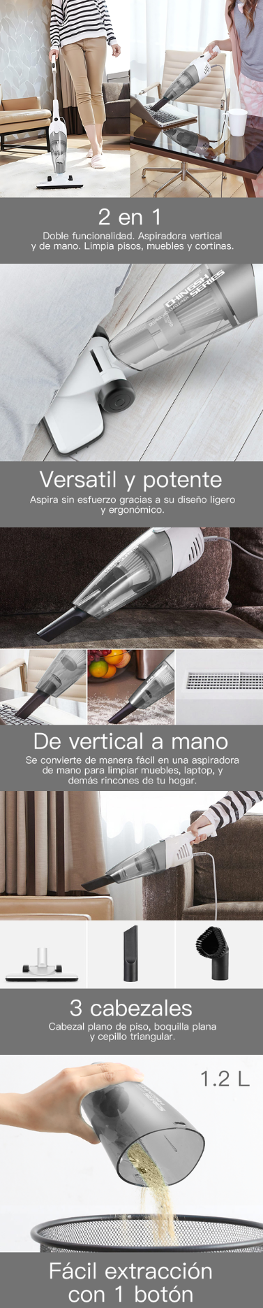 Aspiradora Multifuncional 2 en 1 - DX118C_GR | Filtro Incluido | Gris