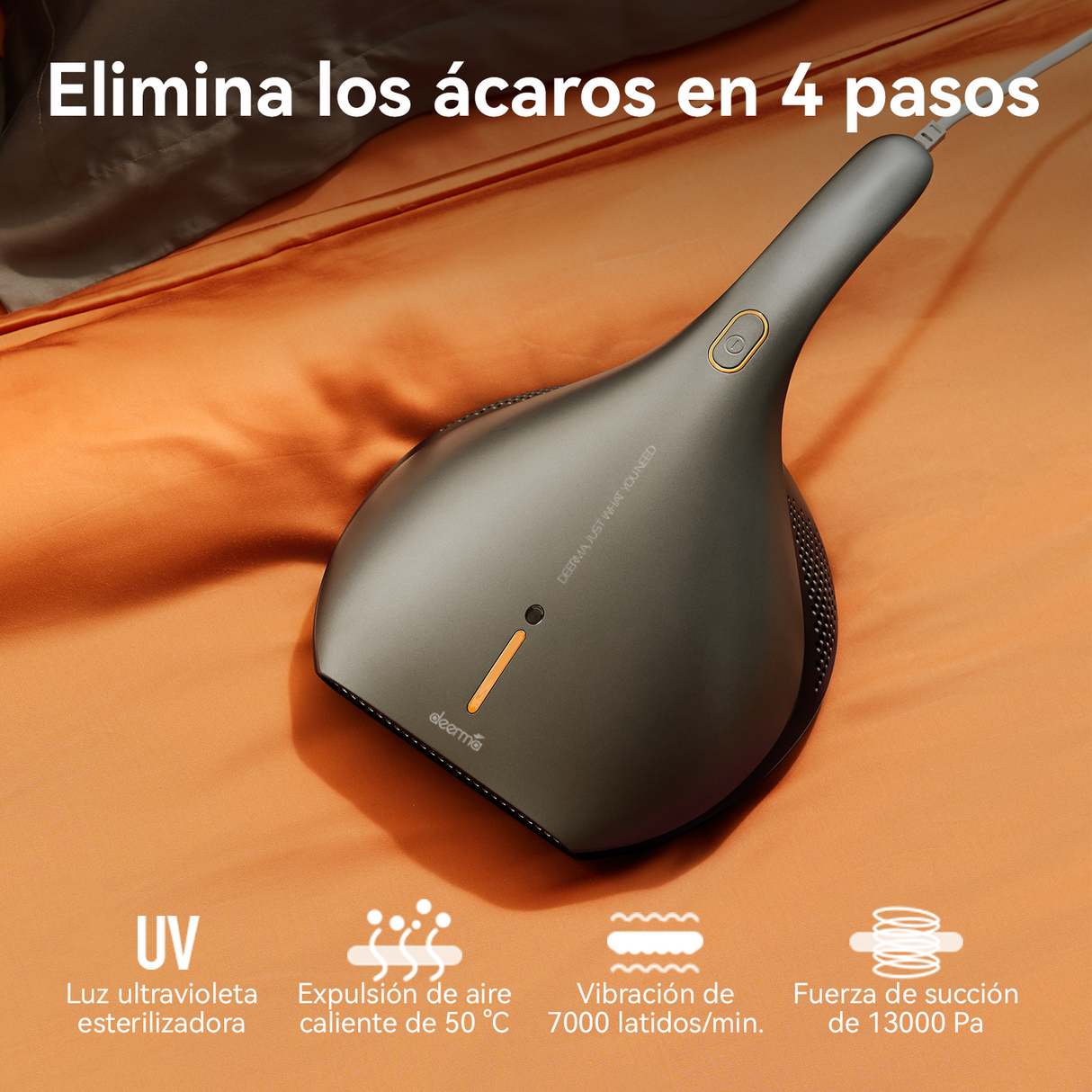 Aspiradora de Mano Anti-Ácaros EX919 Luz Uv | Gris | Calor 50°C