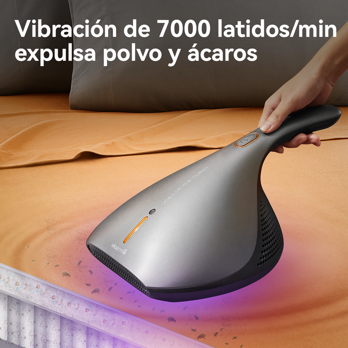 Aspiradora de Mano Anti-Ácaros EX919 Luz Uv | Gris | Calor 50°C