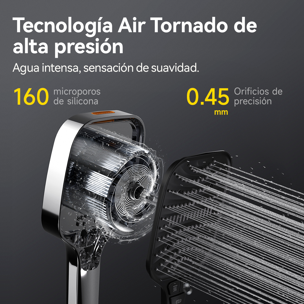 Cabezal de ducha Alta Presión 2 en 1 DEERMA HS01 Plata